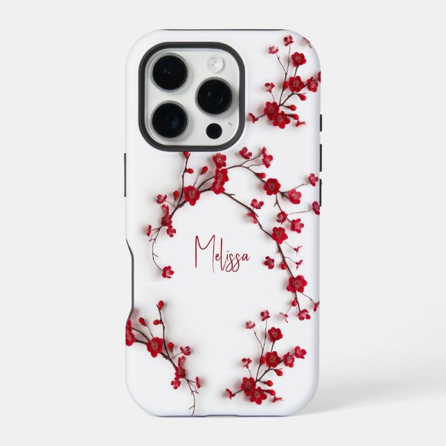 3D Red Cherry blossom iPhone Case (Back)