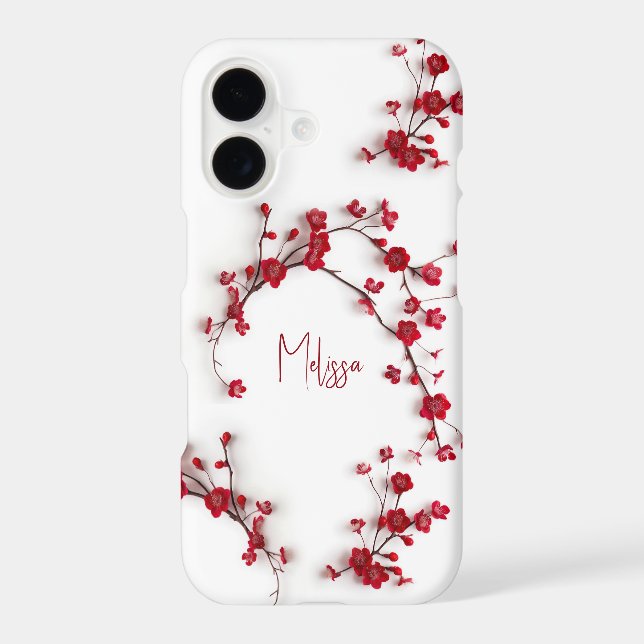 3D Red Cherry blossom iPhone Case (Back)