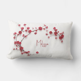3D Red Cherry blossom Lumbar Pillow