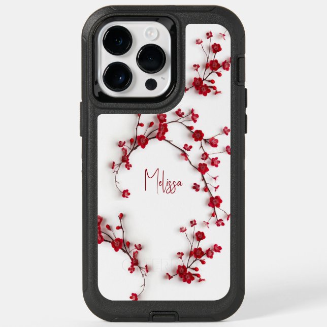 3D Red Cherry blossom Otterbox iPhone Case (Back)
