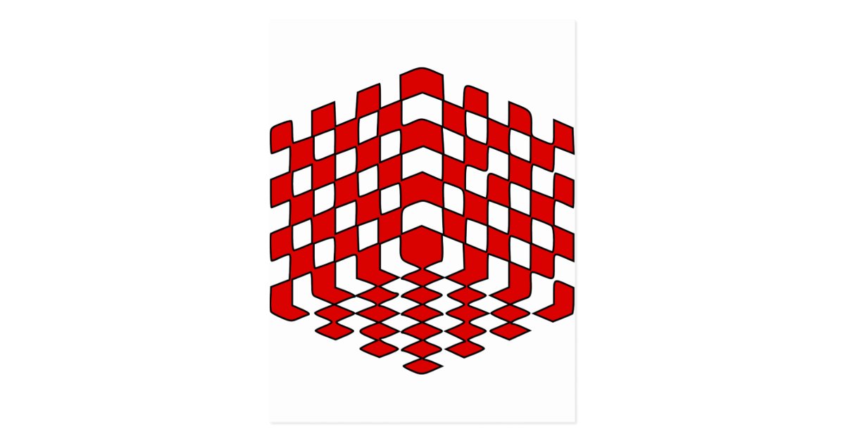 3D Red Cube Optical Illusion Postcard | Zazzle.com