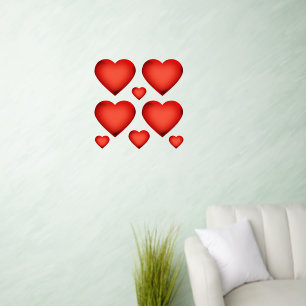 3D Red Foil Seal Heart Wedding love Award Medal Wall Decal