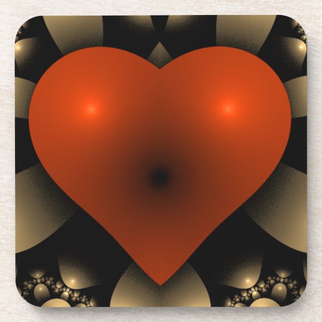 3D Red Heart Drink Coaster (Front)