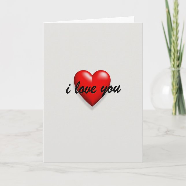 3D Red Heart I Love You Card (Front)