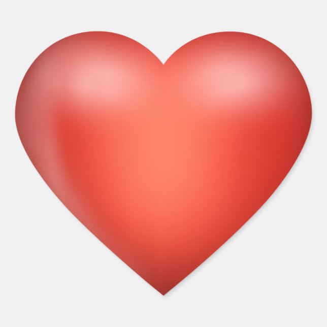 3D Red Love Heart Heart Sticker (Front)