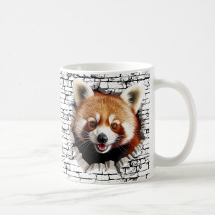 3D Red Panda Wall Break Art – Realistic Safari Coffee Mug