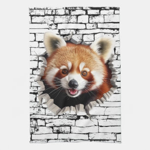 3D Red Panda Wall Break Art – Realistic Safari Kitchen Towel