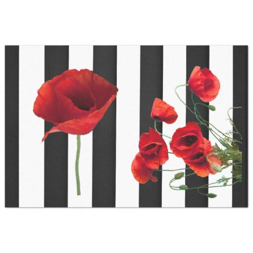 3D Red Poppy Flower Decoupage Tissue Paper