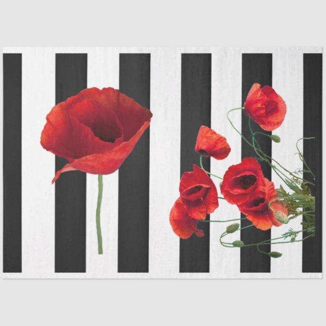 3D Red Poppy Flower Decoupage Tissue Paper (Front)