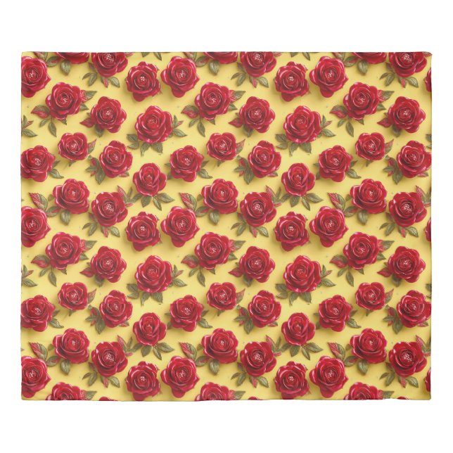 3d red roses pattern duvet cover (Front)