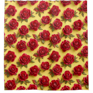 3d red roses pattern shower curtain