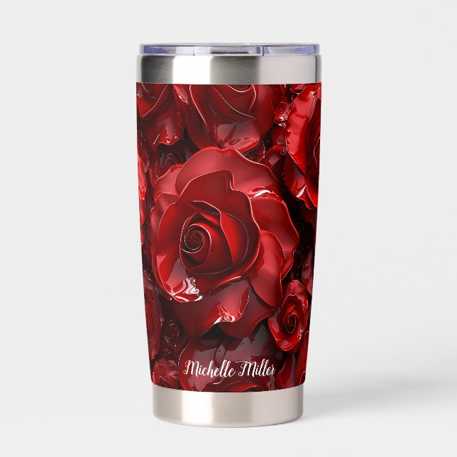 3D Red Roses Valentine  Insulated Tumbler (Front)