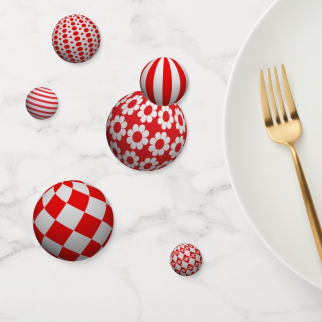 3D Red & White Balls Confetti (Group)