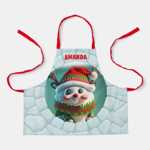 3D Reindeer Christmas Personalized Kids Apron