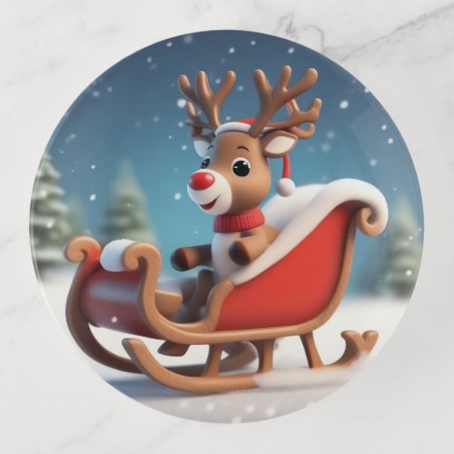 3d reindeer in a sleigh trinket tray