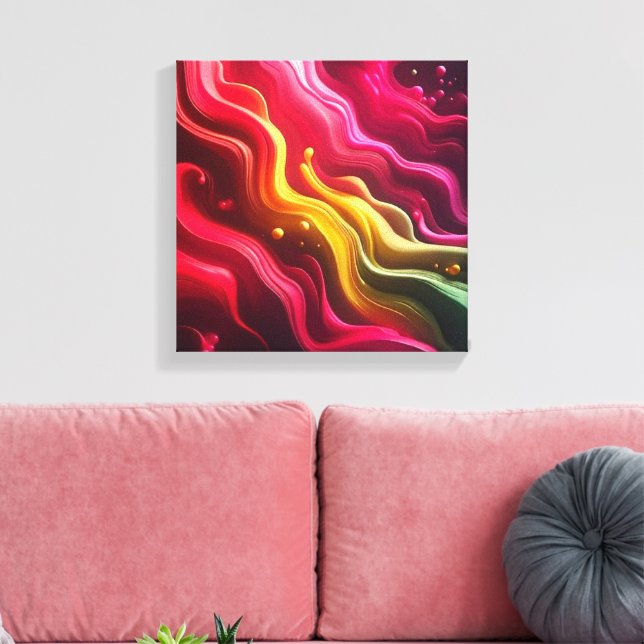 3D Render Fluid Acrylic Art in Dim Light - Magenta Canvas Print (Insitu(LivingRoom))