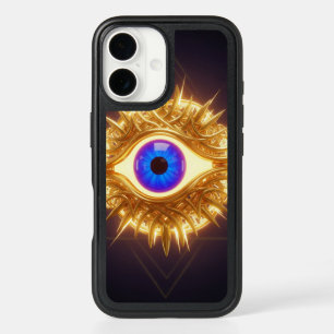 3D Render of Golden Evil Eye Talisman – Futuristic iPhone 16 Case