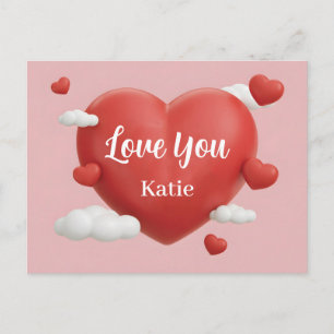 3D Render of Vibrant Red Heart with Custom Name Postcard