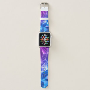 3d render, pink blue neon geometric background, po apple watch band