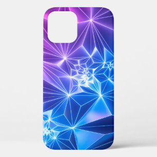 3d render, pink blue neon geometric background, po iPhone 12 case