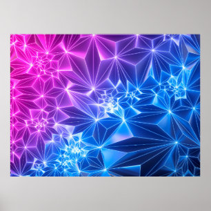 3d render, pink blue neon geometric background, po poster