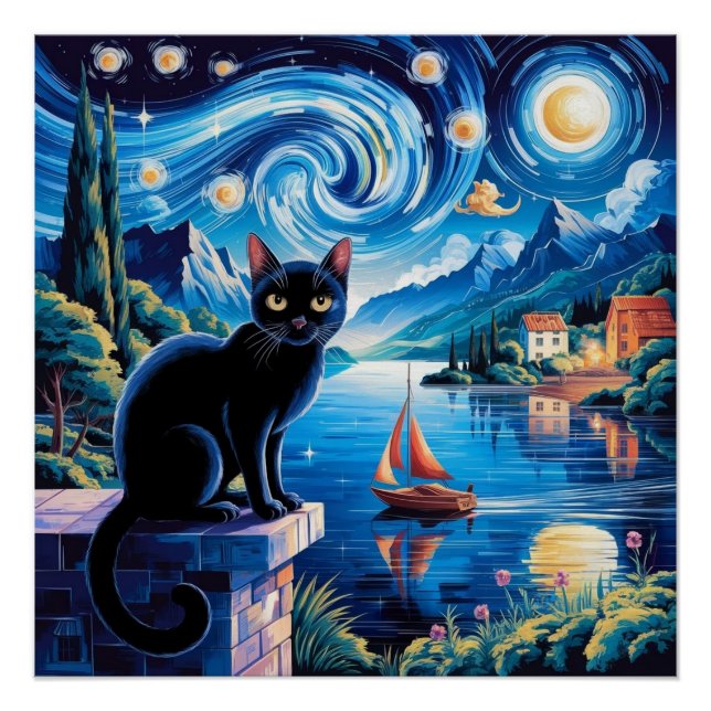 3D Rendering of Art Nouveau Chibi Cat with Crown  Poster (Front)