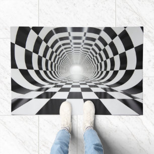 3D Rendering Of Black And White Optical Illusion Doormat