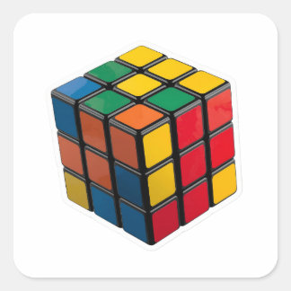 3D Retro 80s Rubik's Cube Puzzle Die-Cut Sticker
