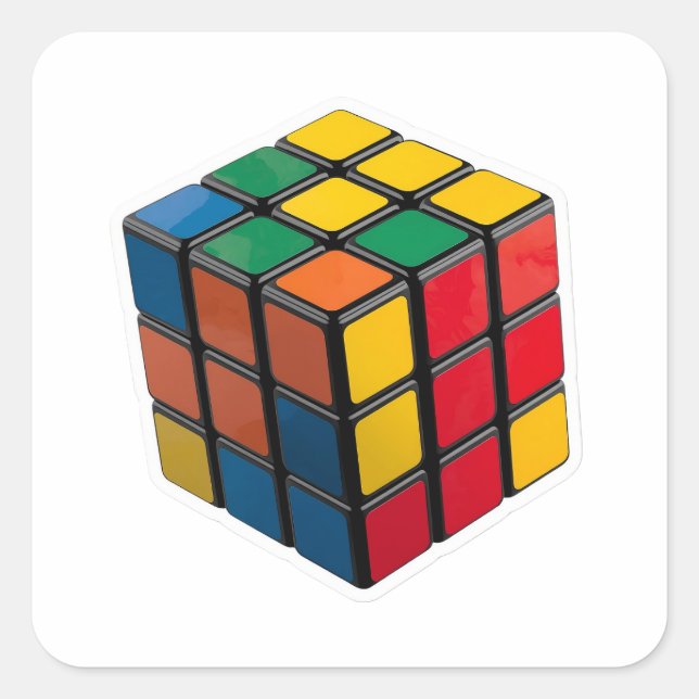 3D Retro 80s Rubik's Cube Puzzle Die-Cut Sticker (Front)