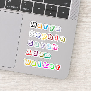 3D Retro Names, Custom Stylish Colorful Stickers 