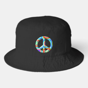 3D retro Peace Symbol Bucket Hat