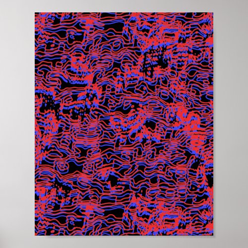 3D Retro Squiggle Repeat Pattern Poster