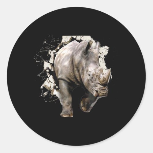 3d Rhino _ African Safari Animal Rhinoceros Classic Round Sticker