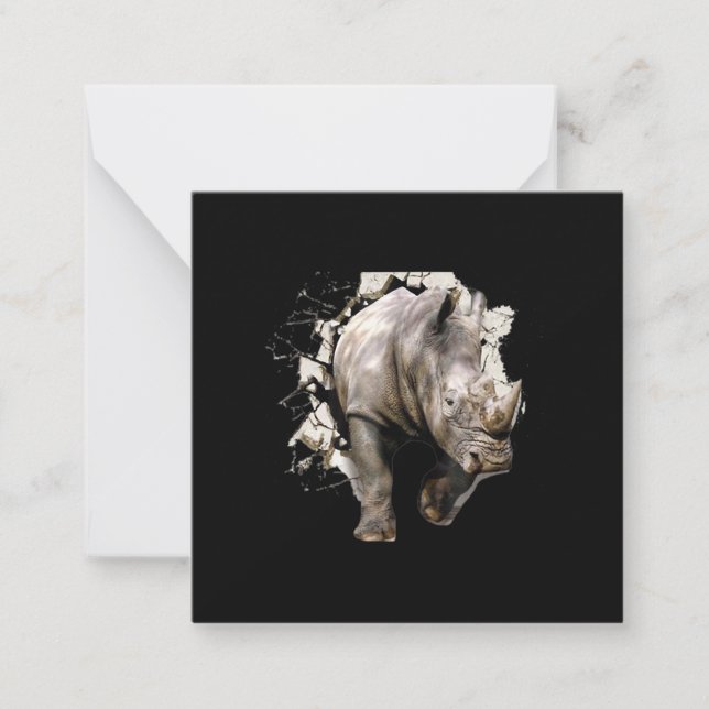 3d Rhino - African Safari Animal Rhinoceros Note Card (Front)