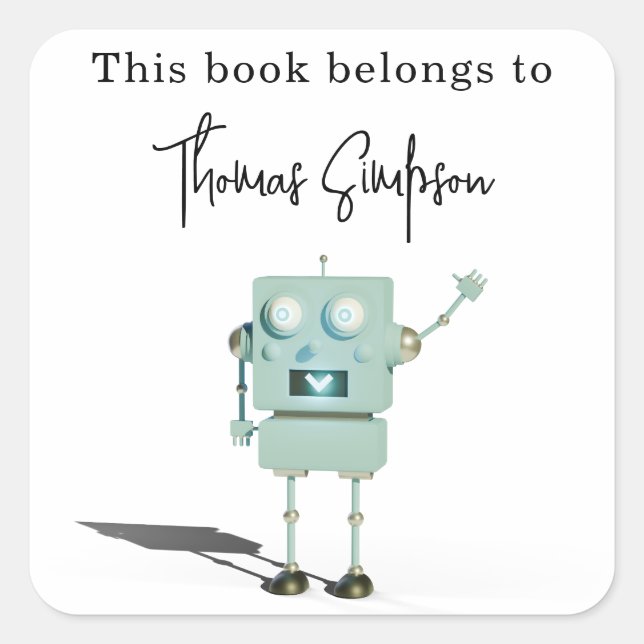 3D robot - baby shower bookplate (Front)