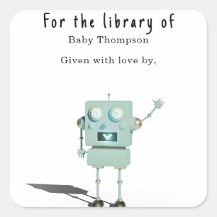 3D robot - baby shower bookplate