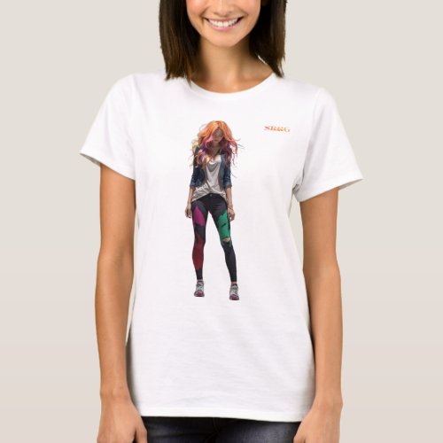 3D rock girls print tshirt