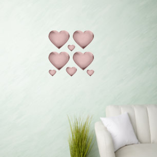 3D Rose Gold Foil Heart Love Wedding Medal Wall Decal