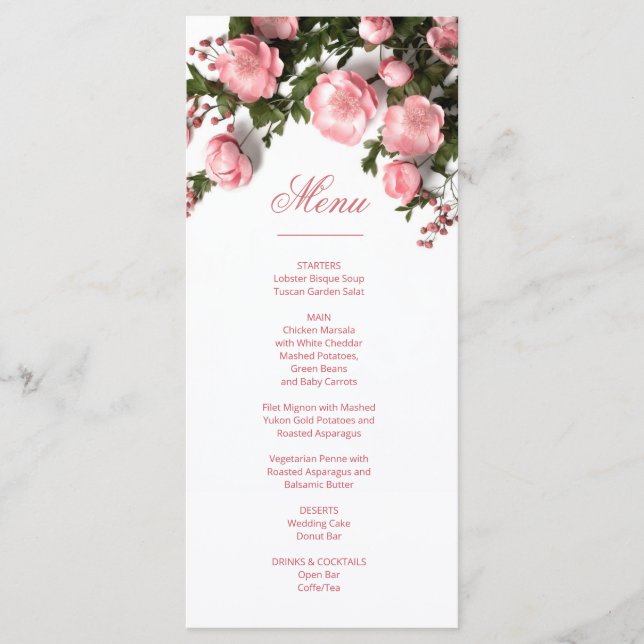 3D Roses Greenery Wildflowers Menu (Front)