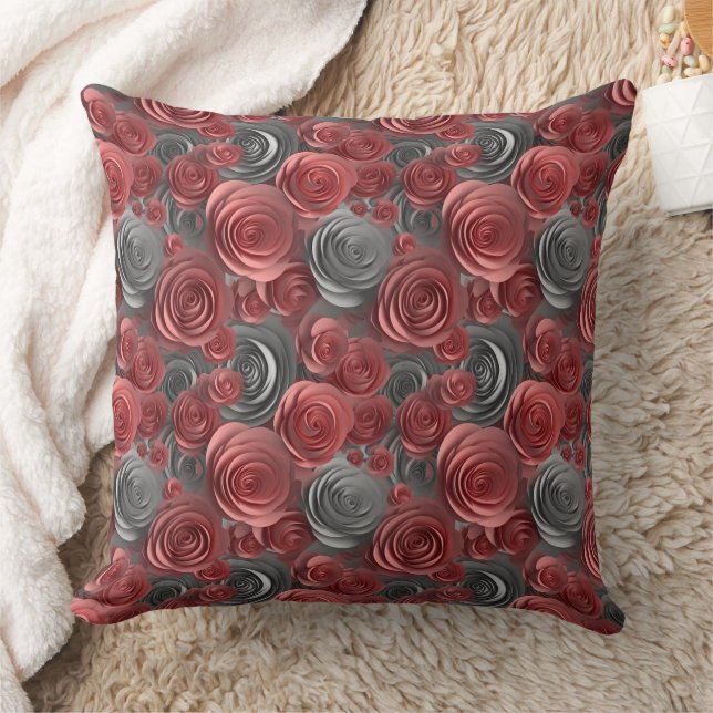 3d roses pattern throw pillow (Blanket)
