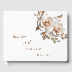 3D Roses Rose Gold Flower   Wedding Guest Book