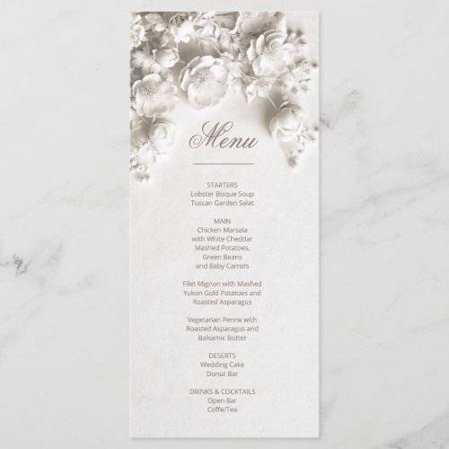 3D Roses White Sculptural Flowers Menu