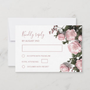 3D Roses Wildflowers Wedding RSVP Card
