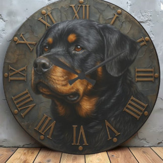 3D Rottweiler rustic pet sculpture dog lover gift Large Clock
