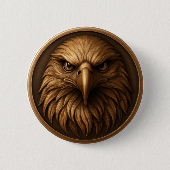3D Royal Eagle Head Medallion Style Button (Front)
