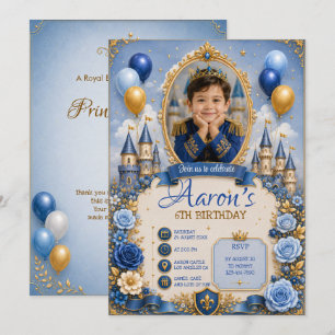 3D Royal Prince Birthday Boy Portrait Collection Invitation