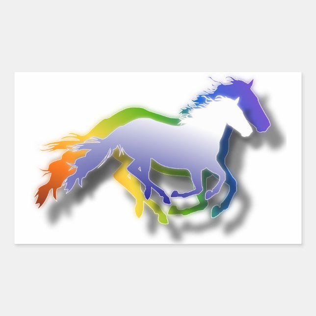 3D Running Horses Rectangular Sticker (Front)