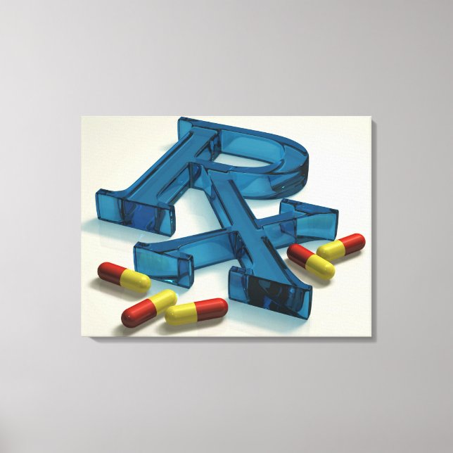 3D RX symbol with capsules Canvas Print (Front)