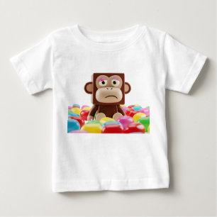 3D Sad Square Monkey Character with Colorful Jelly Baby T-Shirt