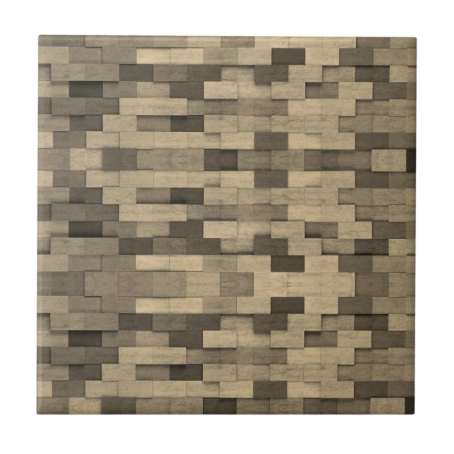 3D sand colors bricks Ceramic Tile (Front)